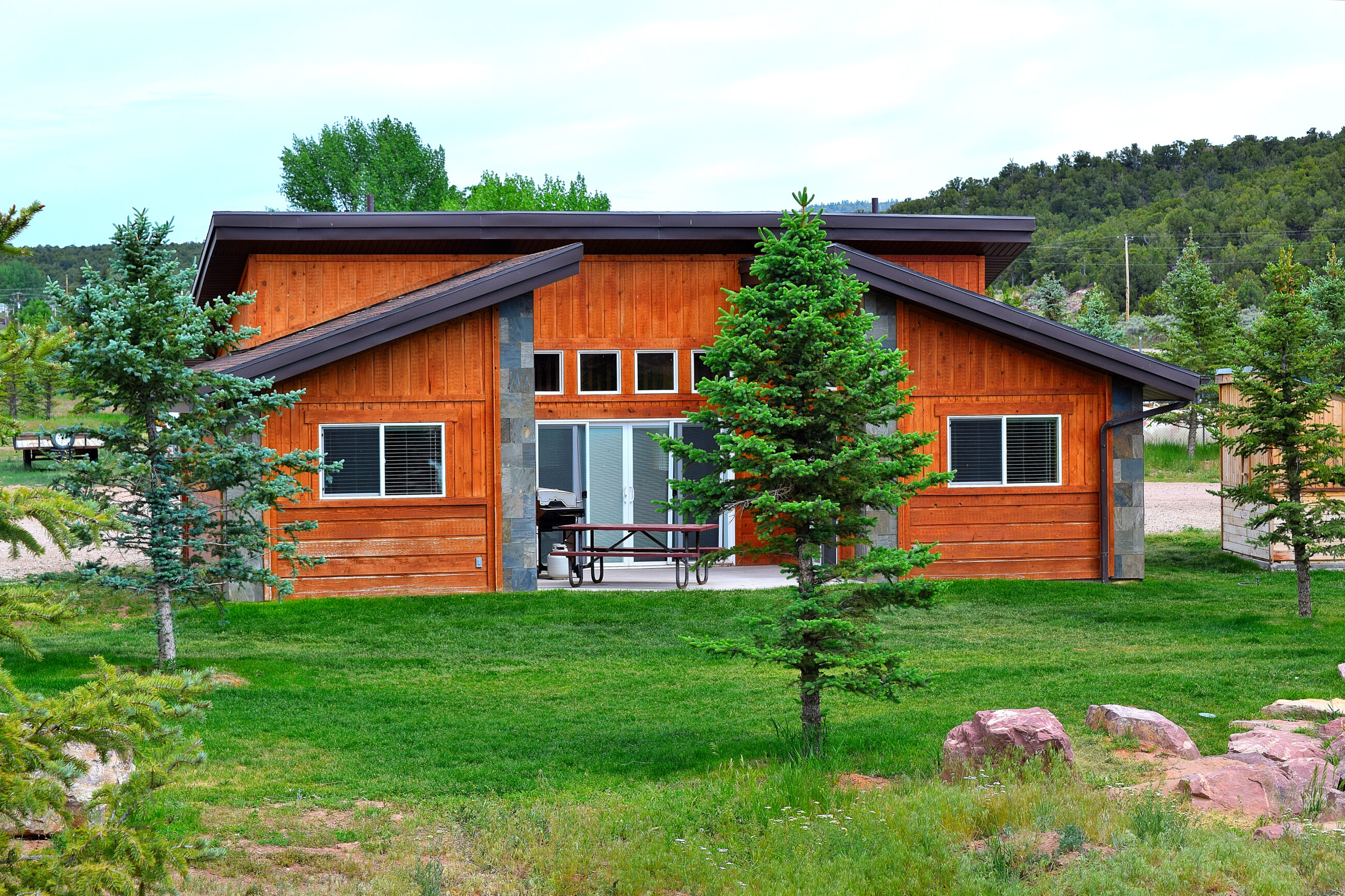 H2 01 Luxury family or Individual Cabin As Viewed From The Landscaped Back Yard At Dutch John Resort At Flaming Gorge